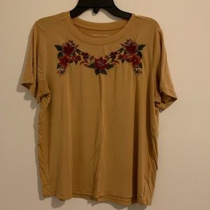 Yellow Embroidered American Eagle Tee